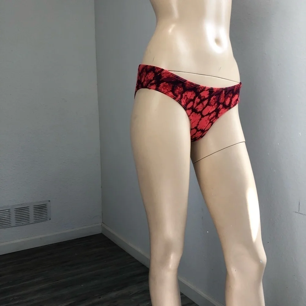 RVCA The balance of Opposites acid wash orange, black print bikini bottom size:S